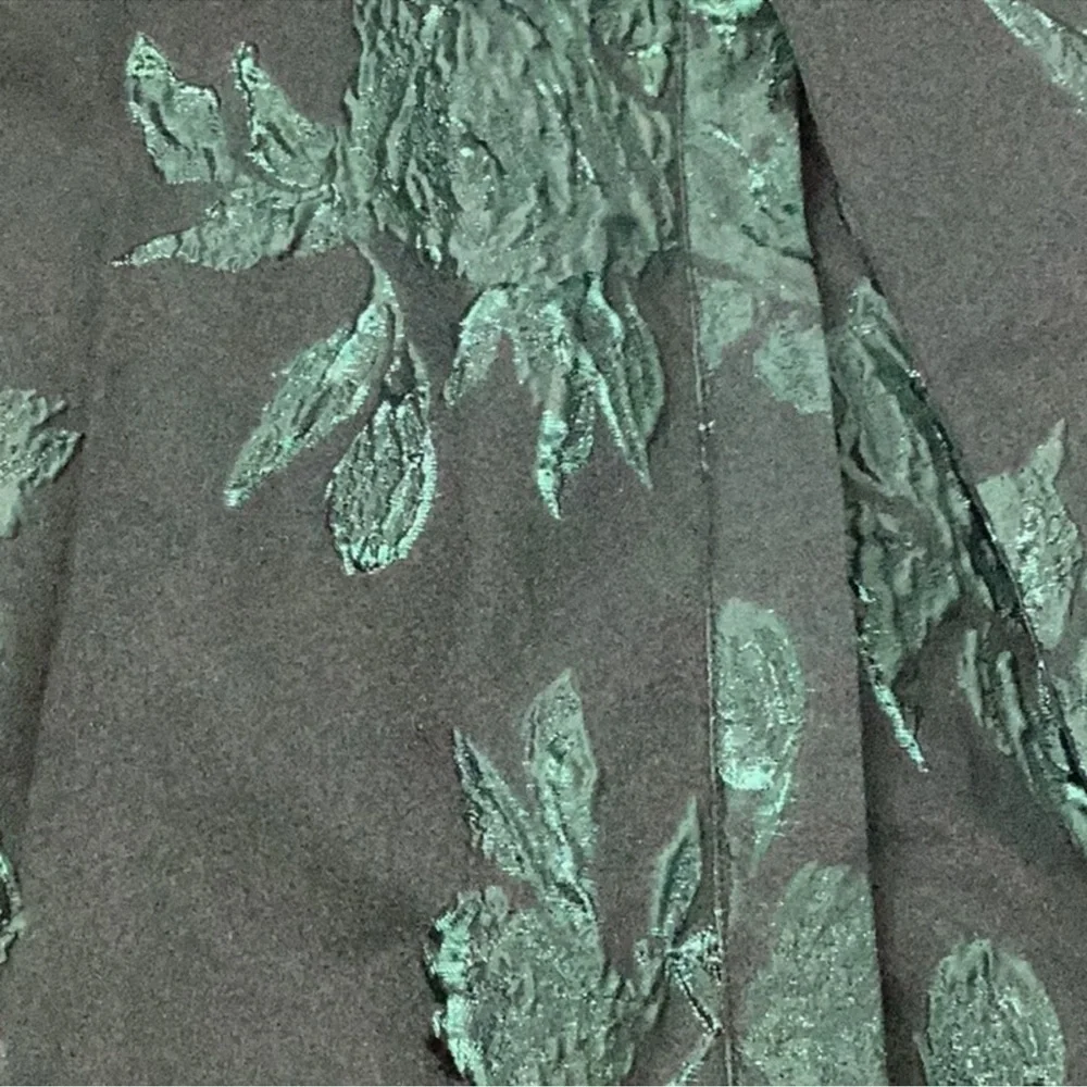 Teri Jon Rickie Freeman A-Line Jacquard Embroidered Green Shirt dress Gown 8 - Picture 7 of 12